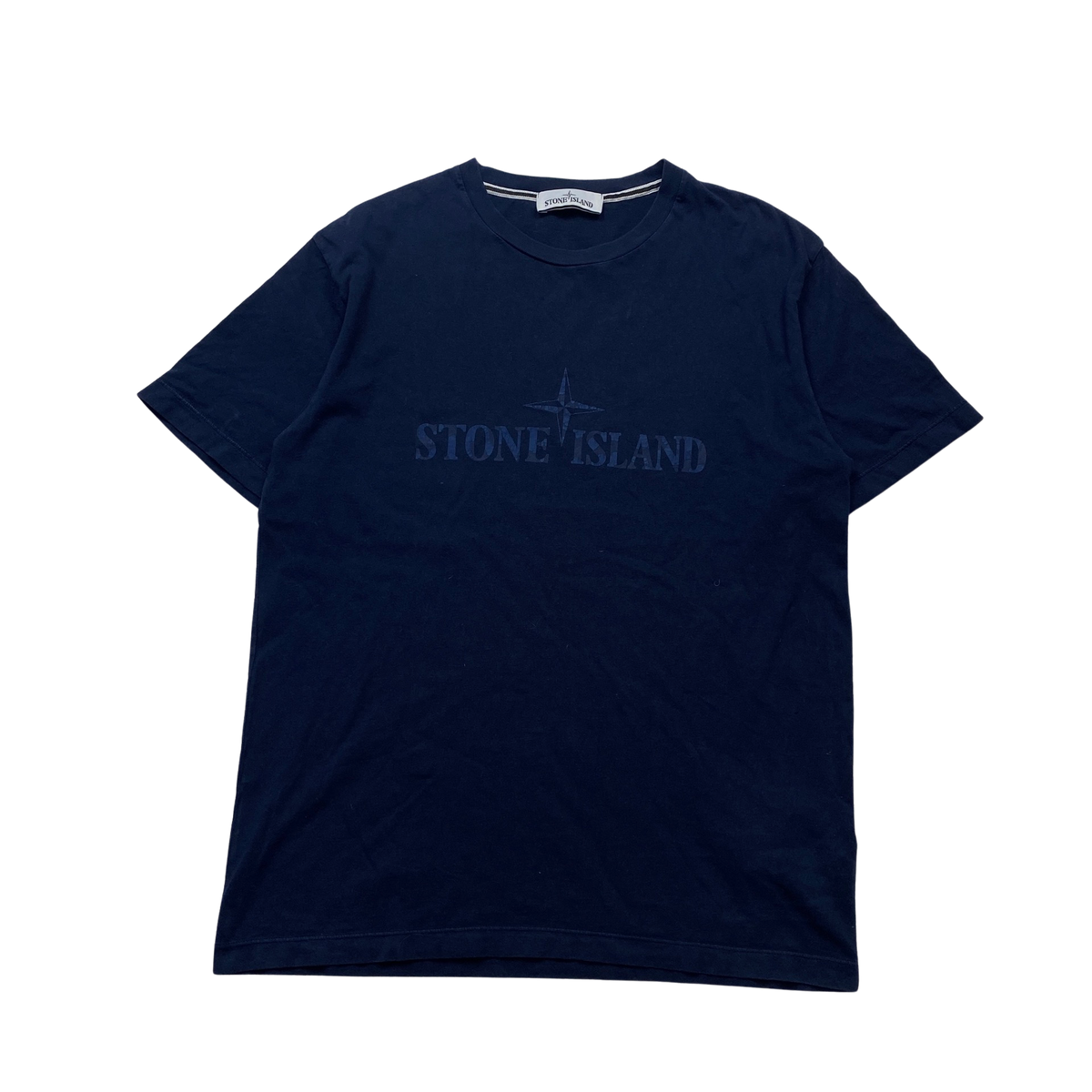 Stone Island Navy Spellout T Shirt - Large