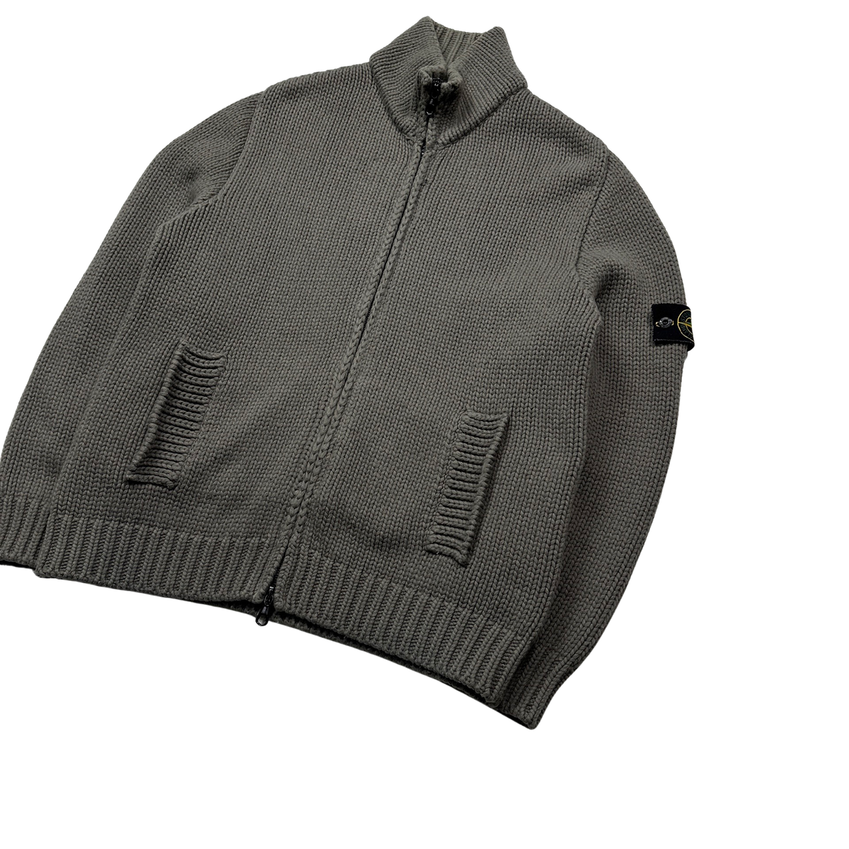 Stone Island 2003 Heavyweight Knitted Zip Up Jumper - Large ...