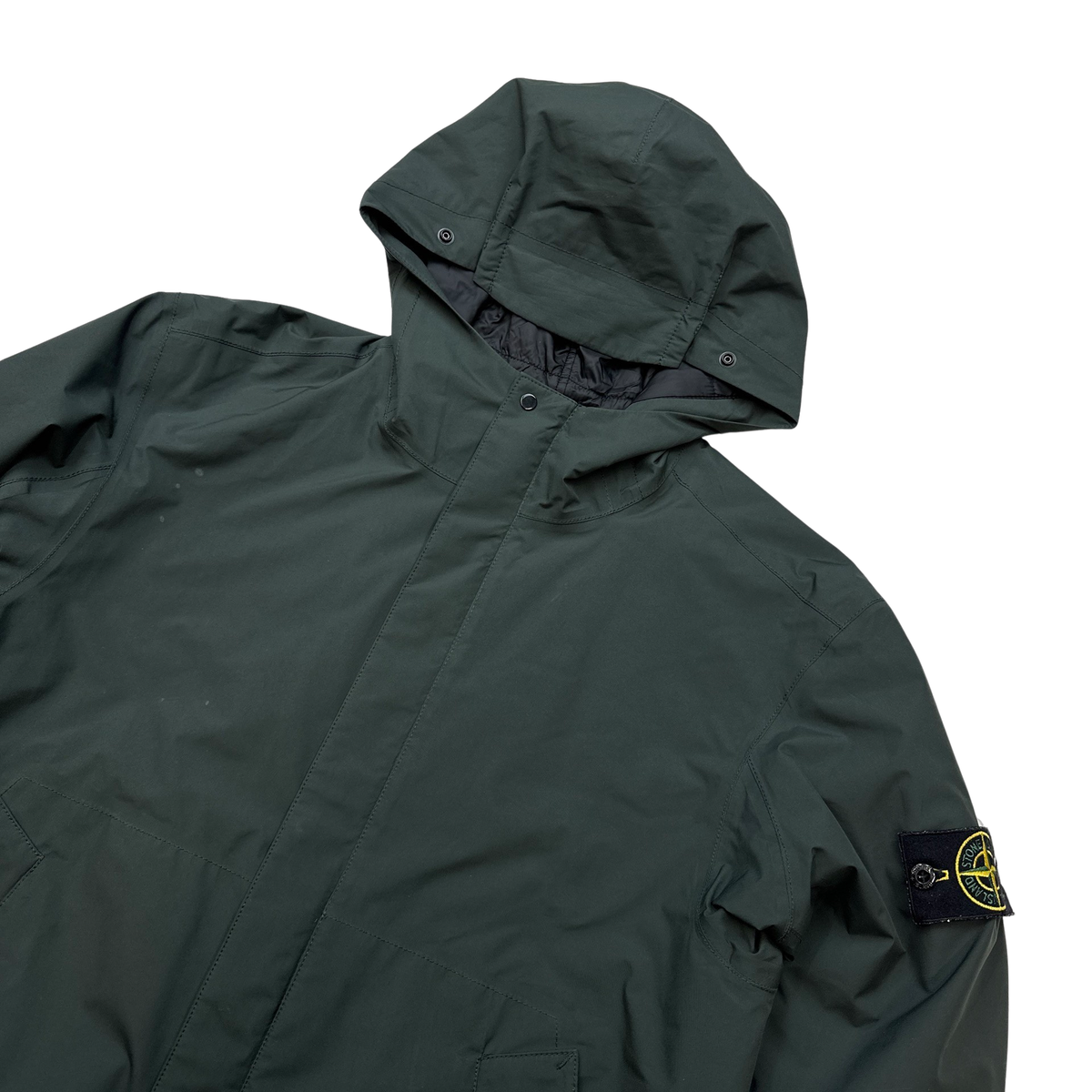 Stone Island Green Gore Tex Primaloft Lined Hooded Jacket - Medium