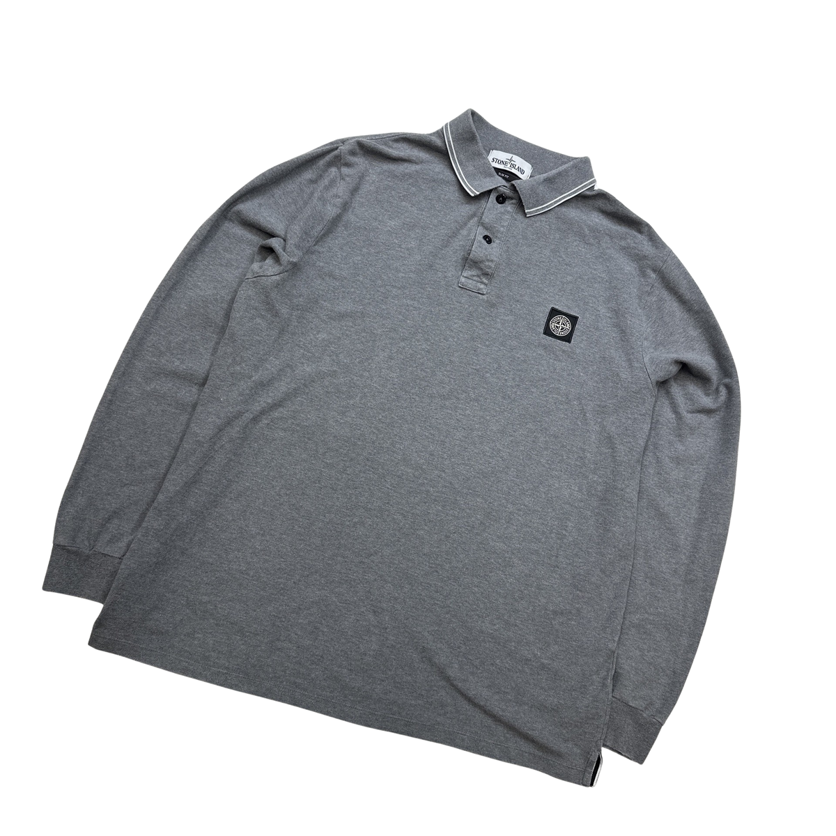 Stone island long hot sale sleeve polo grey