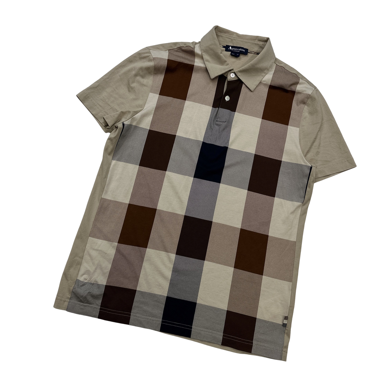 Aquascutum Checked Polo Shirt Medium