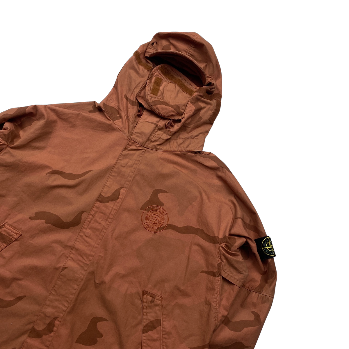 Stone Island Supreme 2019 Brushed Cotton Camo Riot Mask Jacket