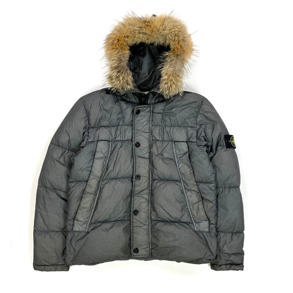 Stone island coat with best sale fur hood