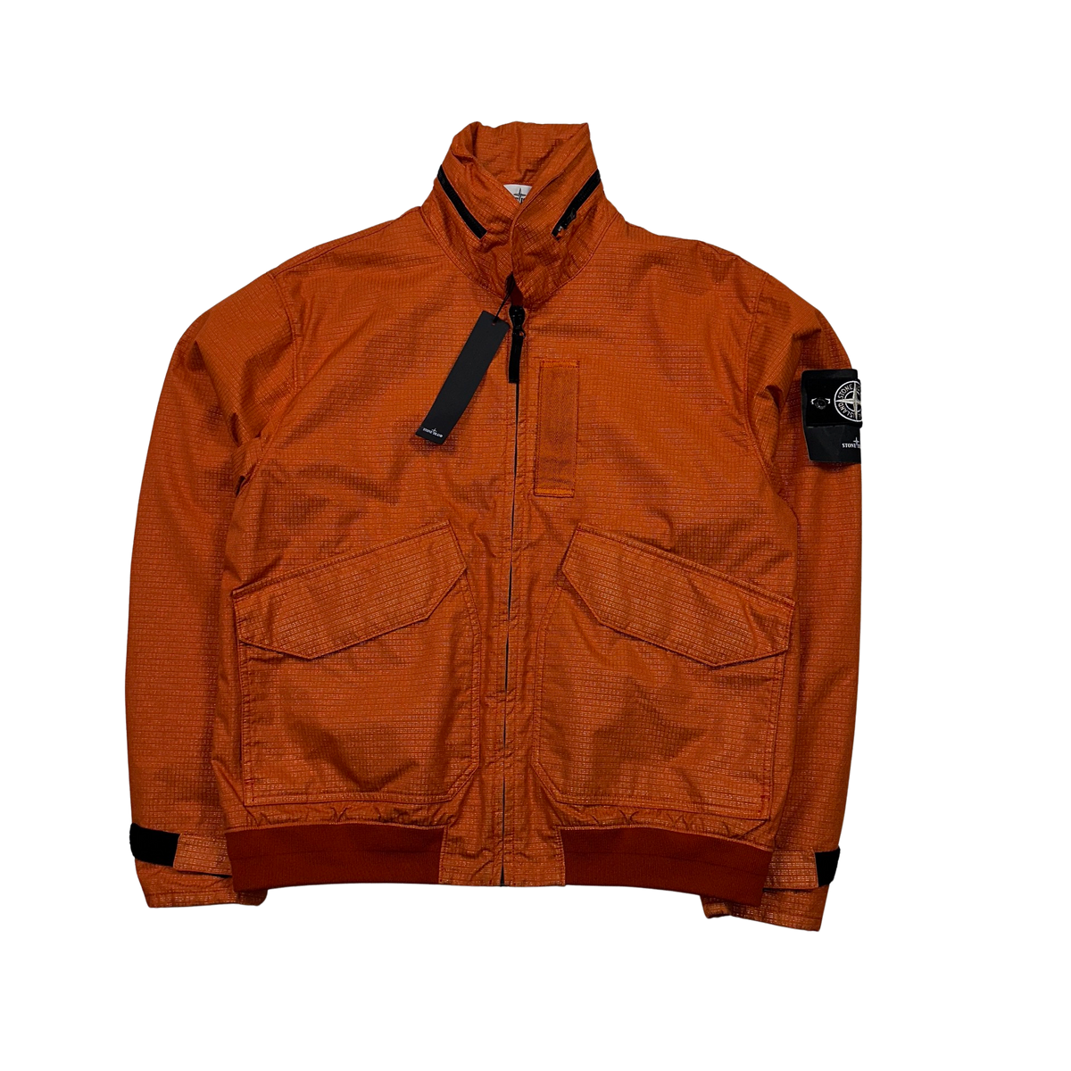 Stone island reflective store weave zip bomber jacket