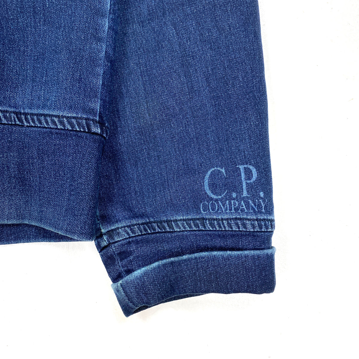 CP Company Blue Isko Denim Future Fleece Goggle Jacket