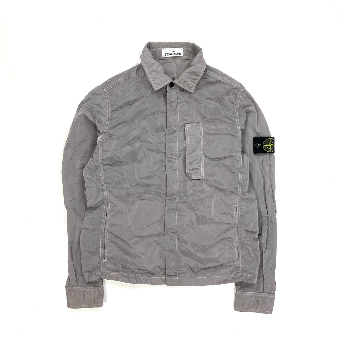 Stone island nylon metal hotsell overshirt silver