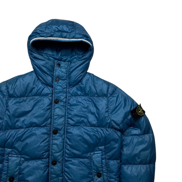 Stone Island Sky Blue Garment Dyed Puffer Jacket - Medium