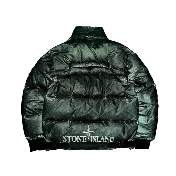 Stone Island 2015 Green Hidden Reflective Spellout Puffer Jacket - XL