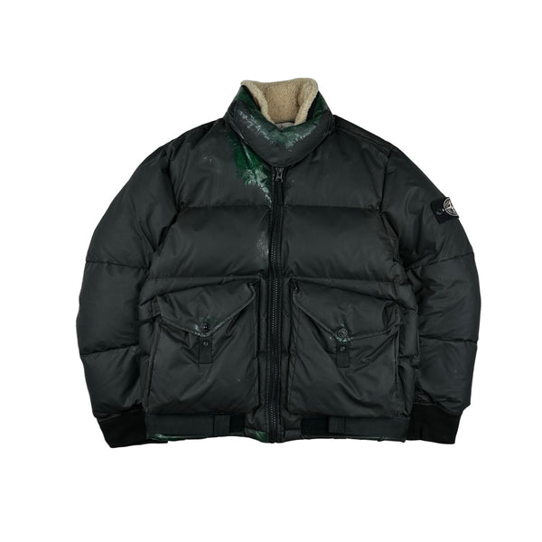 Stone Island 2015 Green Hidden Reflective Spellout Puffer Jacket - XL