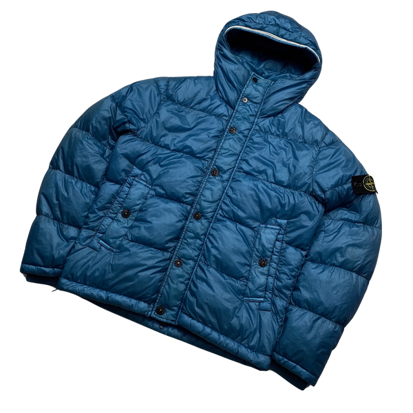 Stone Island Sky Blue Garment Dyed Puffer Jacket - Medium