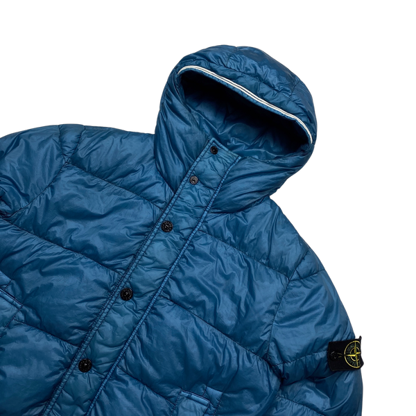 Stone Island Sky Blue Garment Dyed Puffer Jacket - Medium