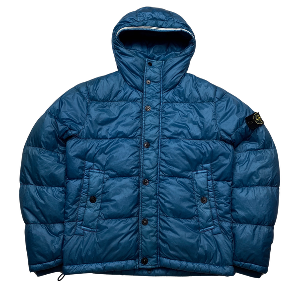 Stone Island Sky Blue Garment Dyed Puffer Jacket - Medium