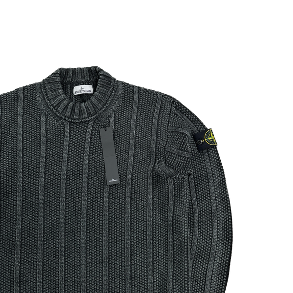 Stone Island 2023 Charcoal Wool President Knit Crewneck Jumper Large Mat s Island