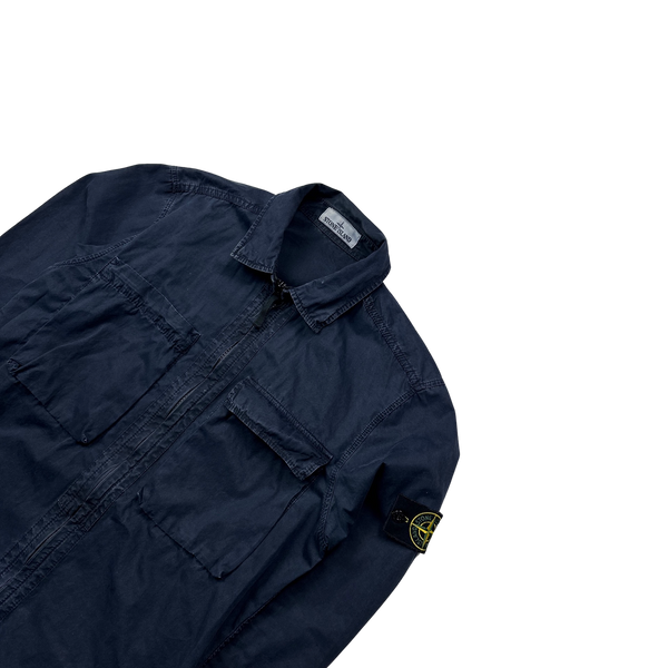 Stone Island 2018 Navy Cotton Zipped Overshirt - Medium