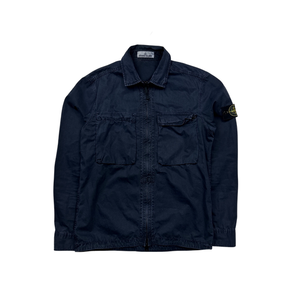 Stone Island 2018 Navy Cotton Zipped Overshirt - Medium