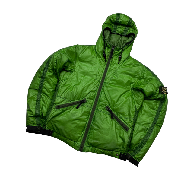 Stone Island 2007 Green Mesh Badge Down Puffer Jacket - Medium