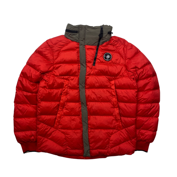 CP Company Red Dyed Down Lens Viewer Puffer Jacket - Large