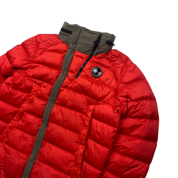 CP Company Red Dyed Down Lens Viewer Puffer Jacket - Large