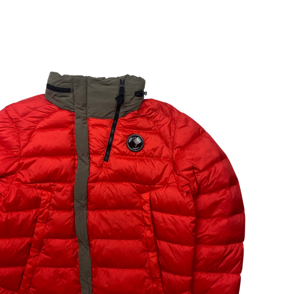 CP Company Red Dyed Down Lens Viewer Puffer Jacket - Large