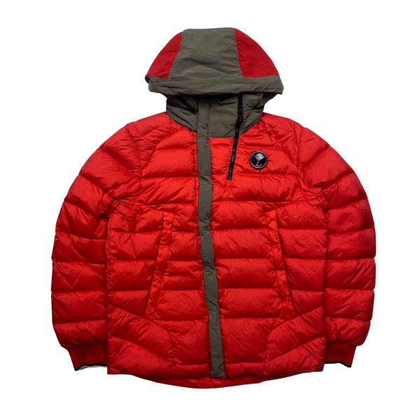 CP Company Red Dyed Down Lens Viewer Puffer Jacket - Large