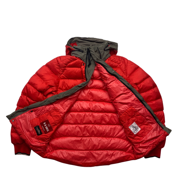 CP Company Red Dyed Down Lens Viewer Puffer Jacket - Large