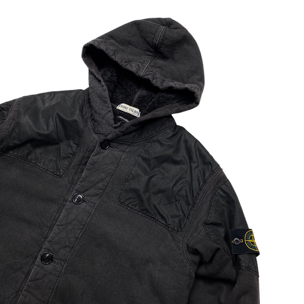 Stone Island 2001 Vintage Charcoal Cotton Fleece Lined Jacket - Medium