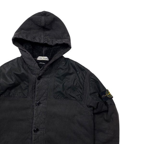 Stone Island 2001 Vintage Charcoal Cotton Fleece Lined Jacket - Medium