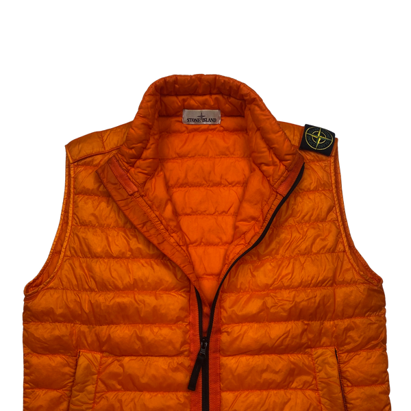 Stone Island Orange Garment Dyed Down Gilet - Small