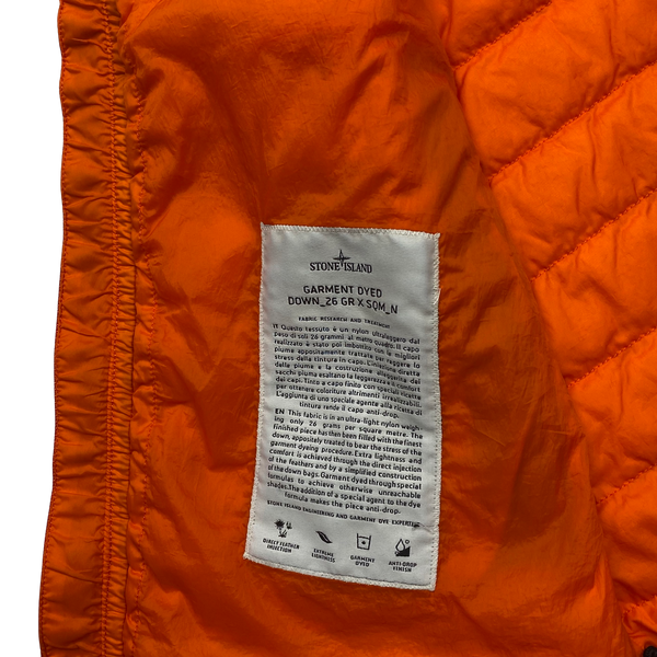 Stone Island Orange Garment Dyed Down Gilet - Small