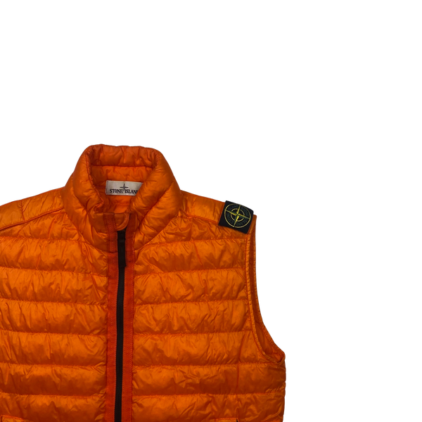 Stone Island Orange Garment Dyed Down Gilet - Small