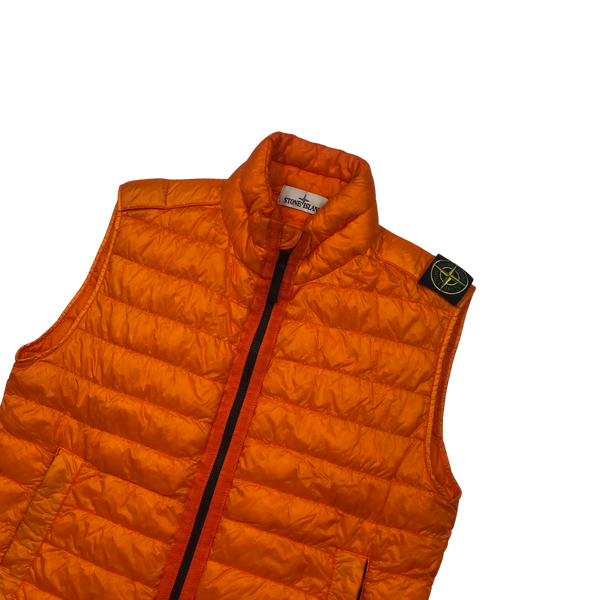 Stone Island Orange Garment Dyed Down Gilet - Small