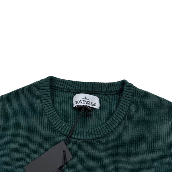 Stone Island 2023 Green Ribbed Cotton Knit Jumper  - Large