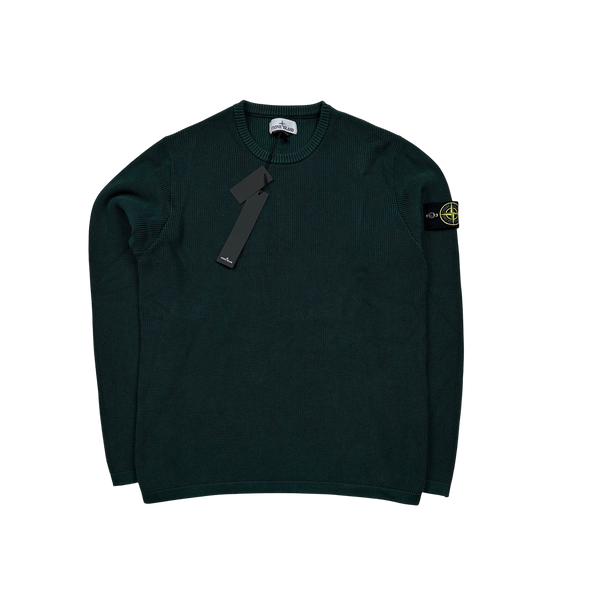 Stone Island 2023 Green Ribbed Cotton Knit Jumper  - Large