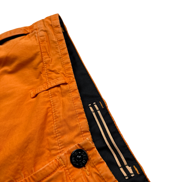 Stone Island 2023 Orange Slim Bermuda Cotton Shorts - 34"