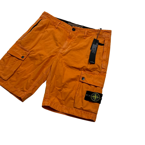 Stone Island 2023 Orange Slim Bermuda Cotton Shorts - 34"