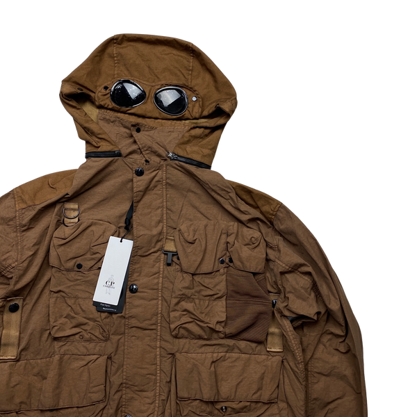 CP Company Tobacco Brown 500 Miglia La Mille Flatt Nylon Hooded Jacket -  Large