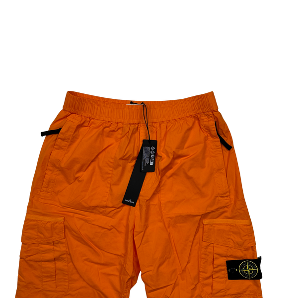 Stone Island 2023 Comfort Fit Orange Cargo Shorts - Small