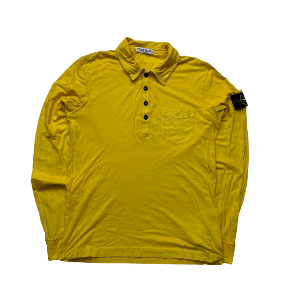 Stone Island 2009 Yellow Quarter Button Cotton Shirt - Medium