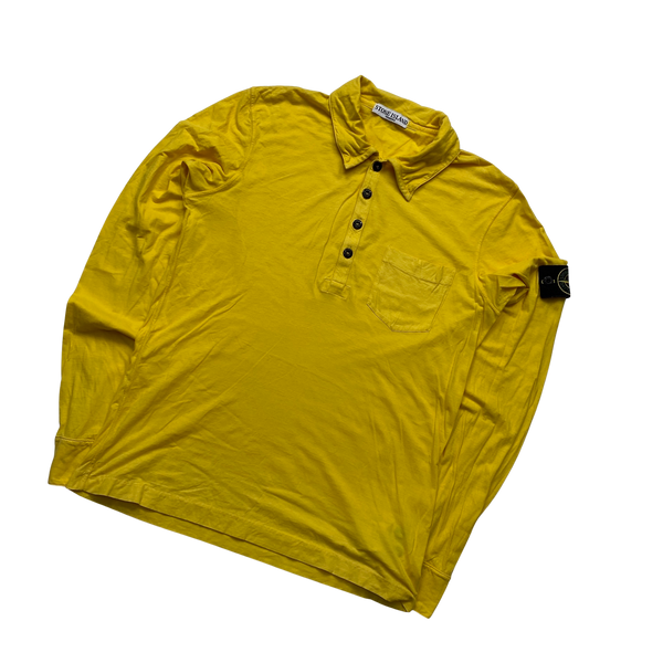 Stone Island 2009 Yellow Quarter Button Cotton Shirt - Medium