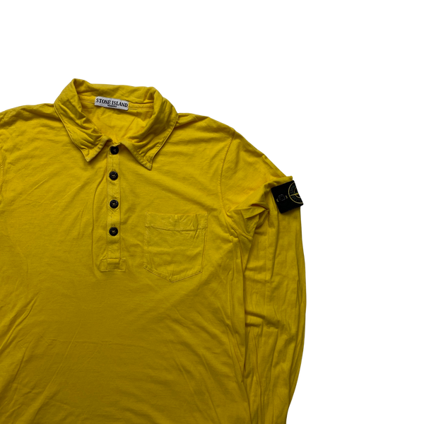 Stone Island 2009 Yellow Quarter Button Cotton Shirt - Medium