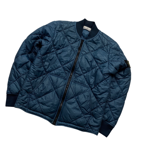 Stone Island Petrol Blue Garment Dyed Quilted Micro Yarn Jacket - Small