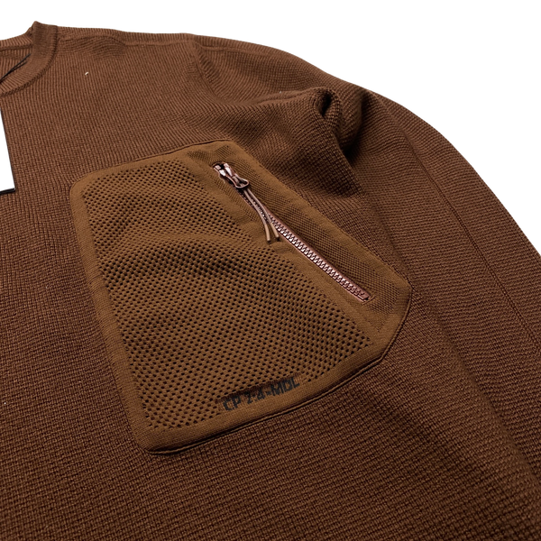 CP Company Brown Thick Heavyweight Wool Crewneck Knit - XL & Large