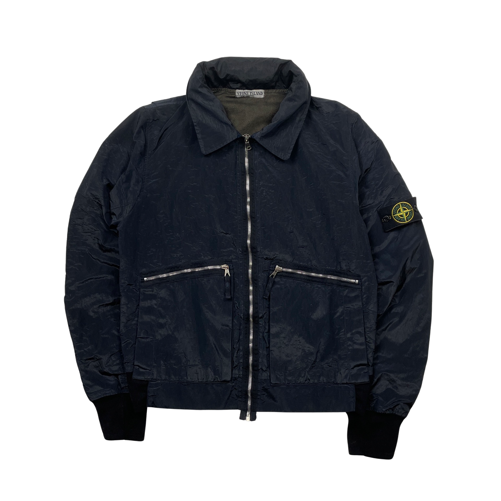 Stone Island 2008 Navy Nylon Metal Bomber Jacket - Large