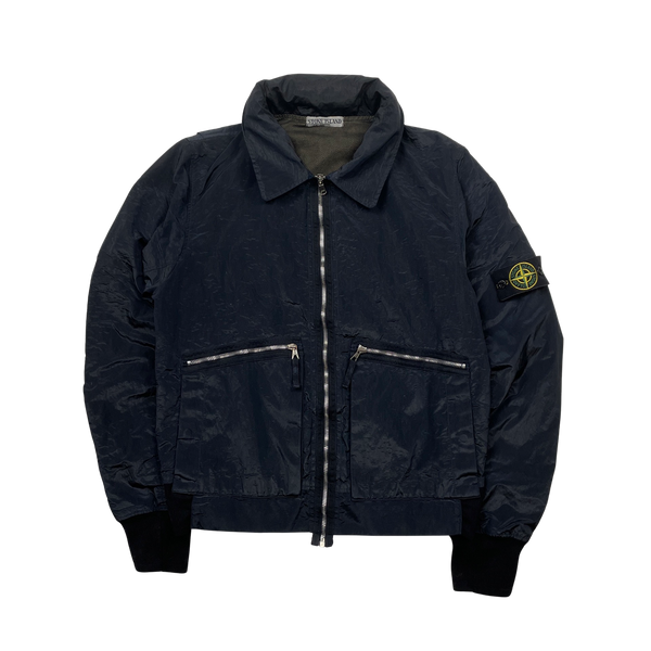 Stone Island 2008 Navy Nylon Metal Bomber Jacket - Large