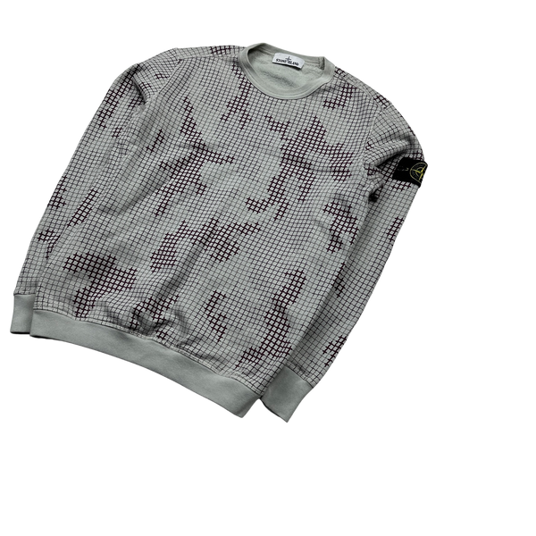 Stone island outlet grid camo sweatshirt