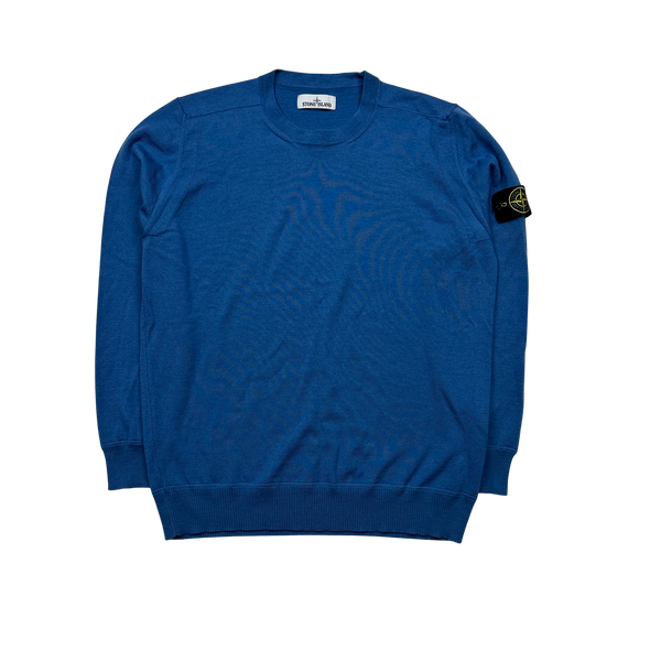 Stone Island 2020 Blue Merino Wool Crewneck Jumper - XXL