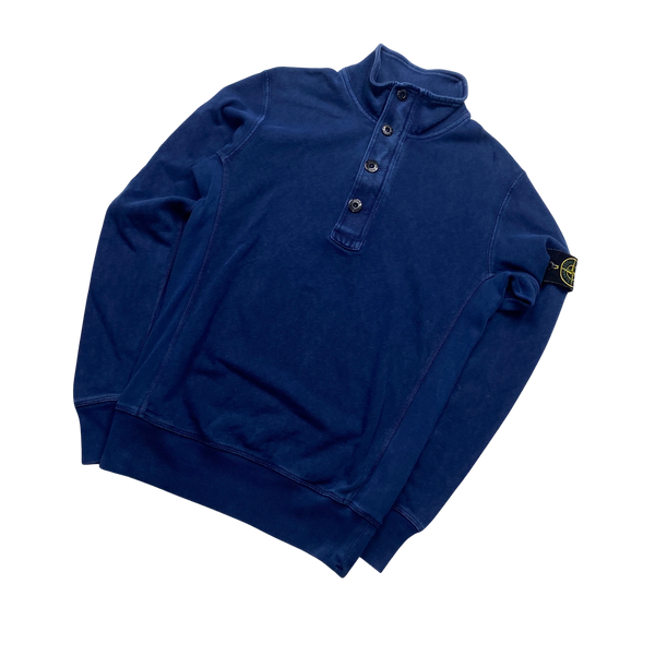 Stone Island Blue Cotton Crewneck Jumper - Small