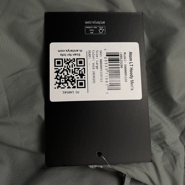 Arcteryx Grey Atom LT Padded Hoody - Large