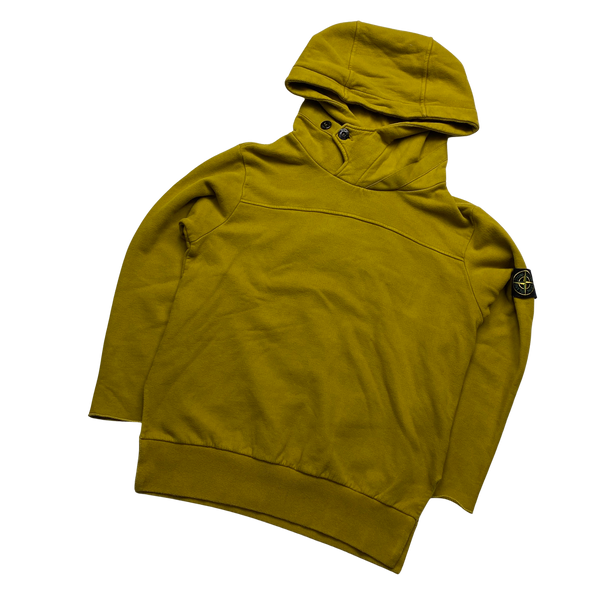 Stone Island Mustard Neck Tab Pullover Hoodie Small