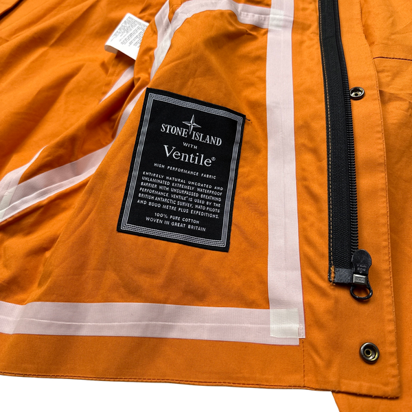 Stone Island 2007 Orange Ventile Waterproof Jacket Small Mat s